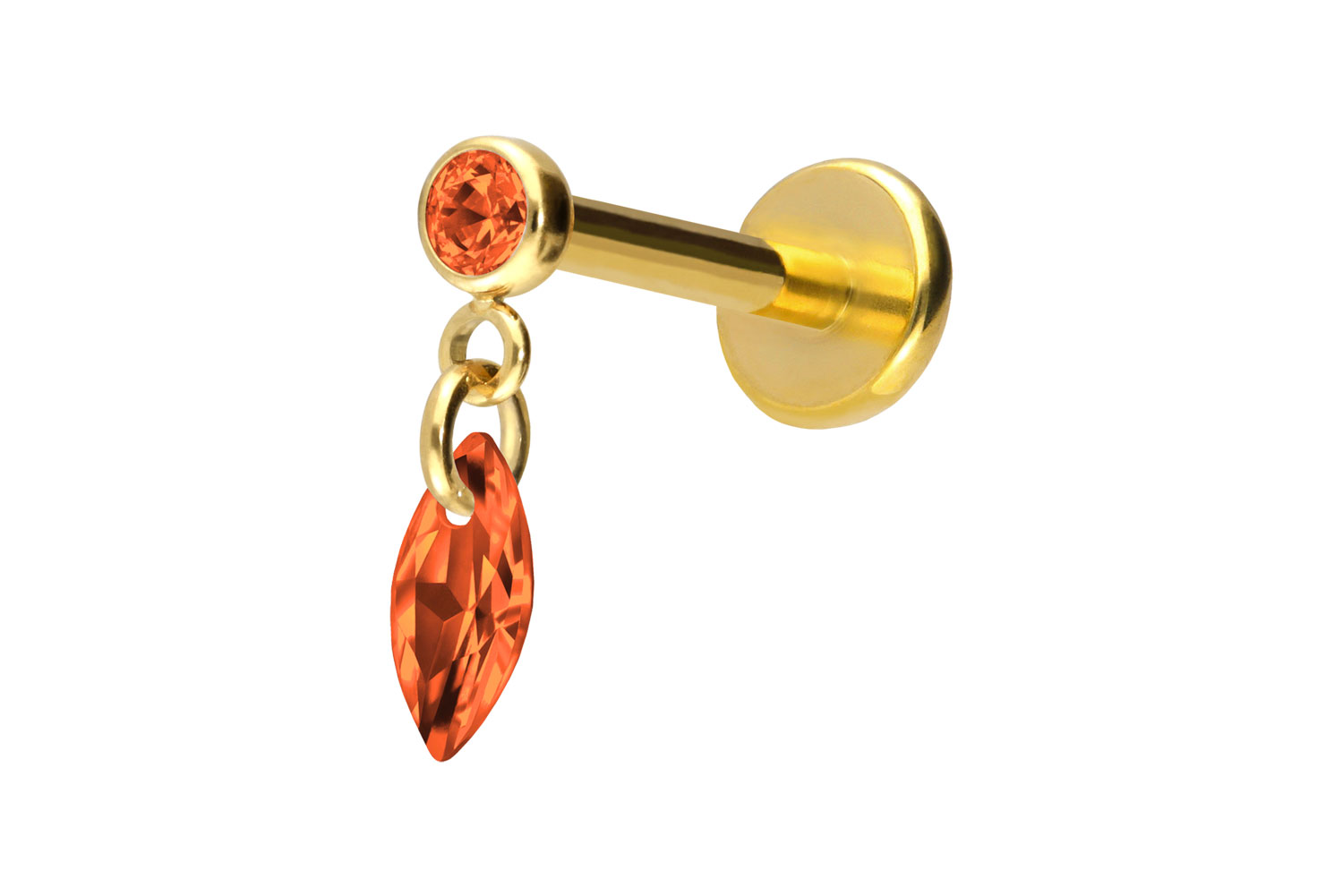 Titan Labret Piercing mit Push Fit KRISTALLOVAL